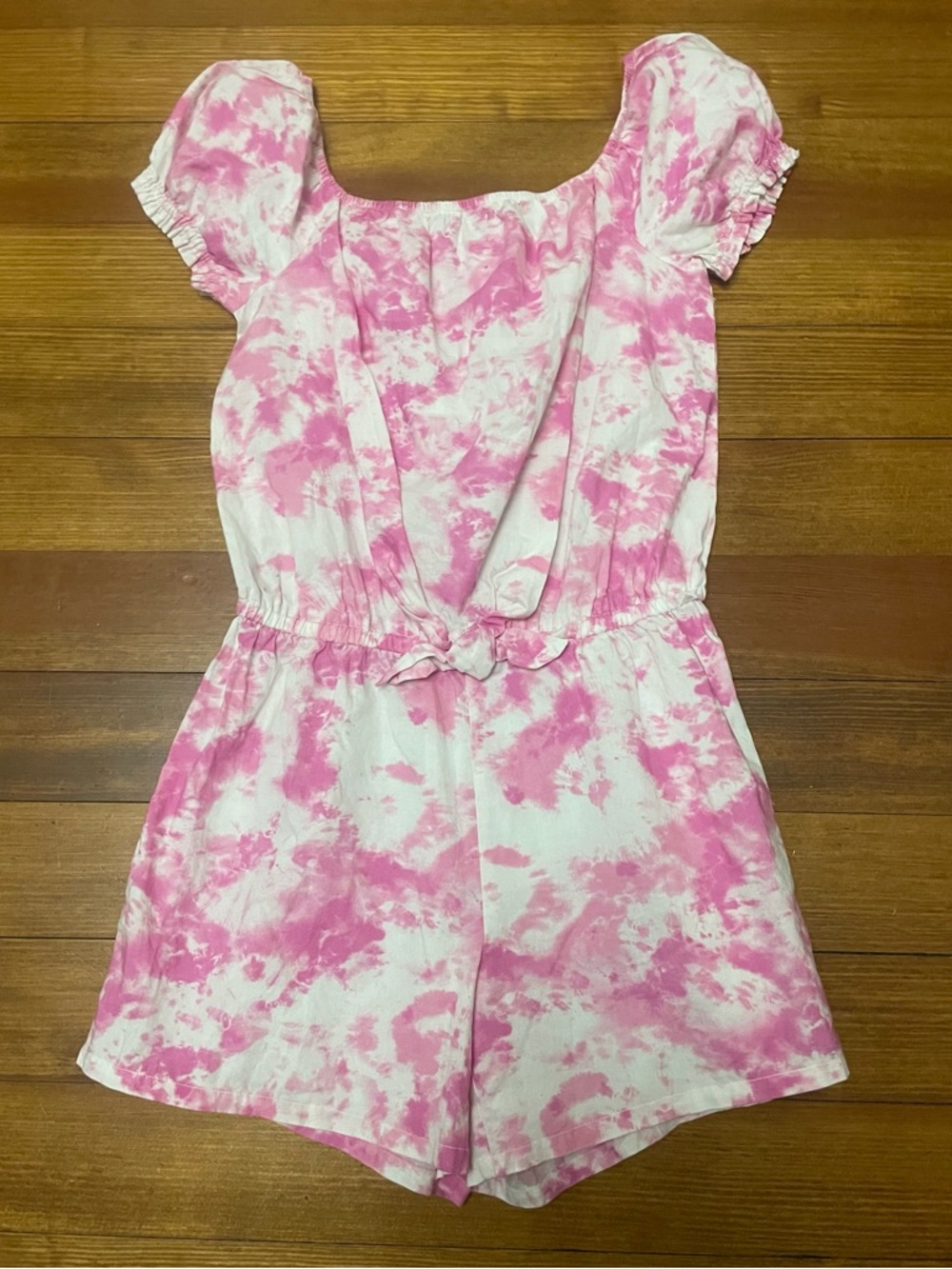 GAP Pink and White Tie-Dye Cotton Short Romper Size 12